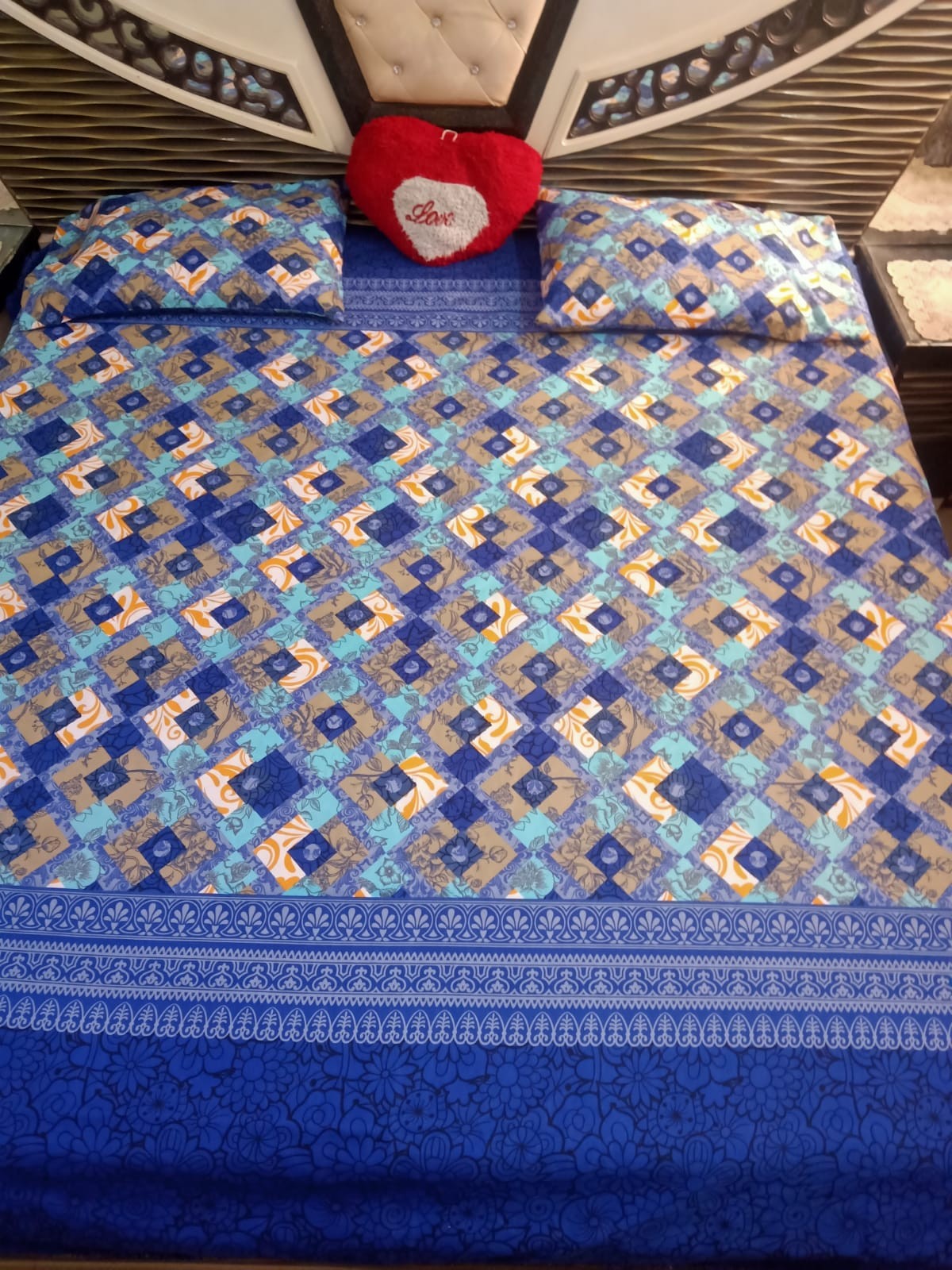 Asian Fabrics | King size crystal cotton 3D Bedsheet